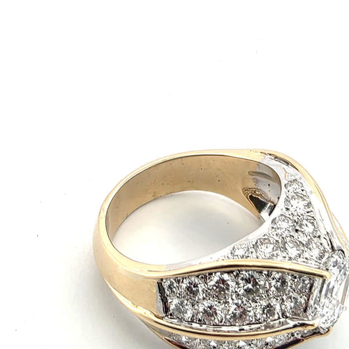 Bague 52 Bague rétro - Diamants en or jaune 18 ct 58 Facettes 294/26 D
