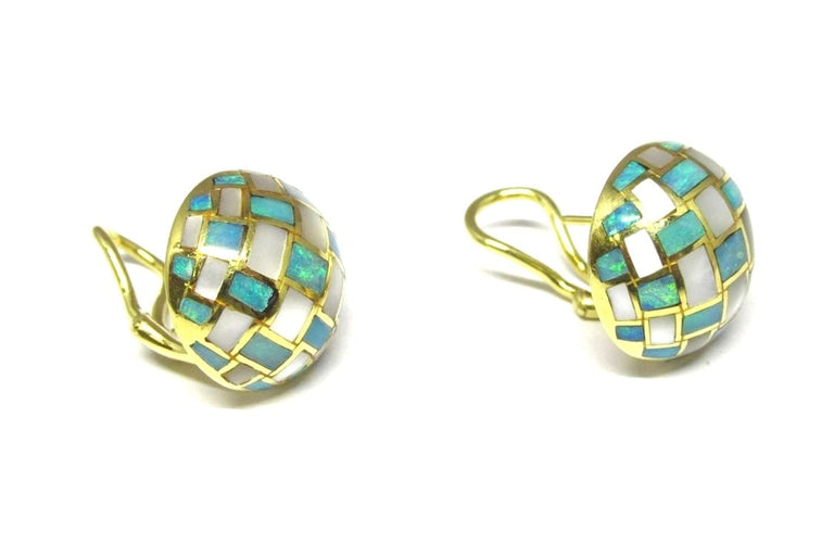 Boucles d'oreilles Tiffany - Boucles d’oreilles vintage en or jaune 18 ct à mosaïque 58 Facettes OR MOSAICO