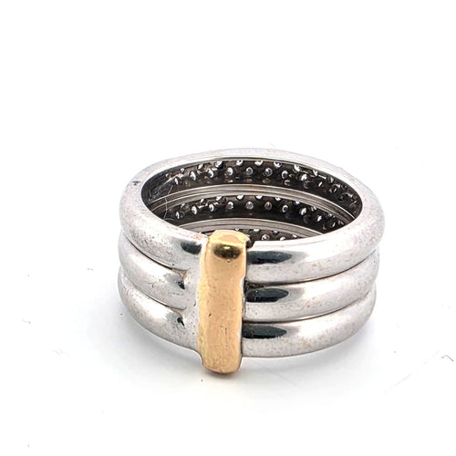 Bague 55 Bague fascione en or blanc et jaune avec diamants 58 Facettes 1405 E OC