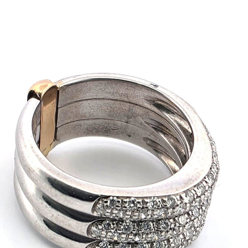 Bague 55 Bague fascione en or blanc et jaune avec diamants 58 Facettes 1405 E OC