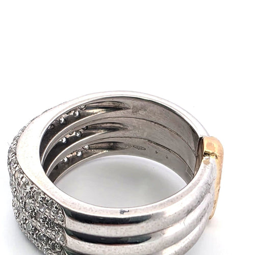 Bague 55 Bague fascione en or blanc et jaune avec diamants 58 Facettes 1405 E OC
