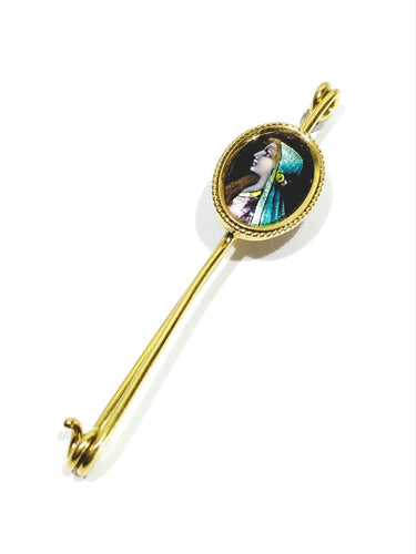 Broche Bonnadier Limoges - Épingle en or jaune 18 carats et émail 58 Facettes ID: 1750671