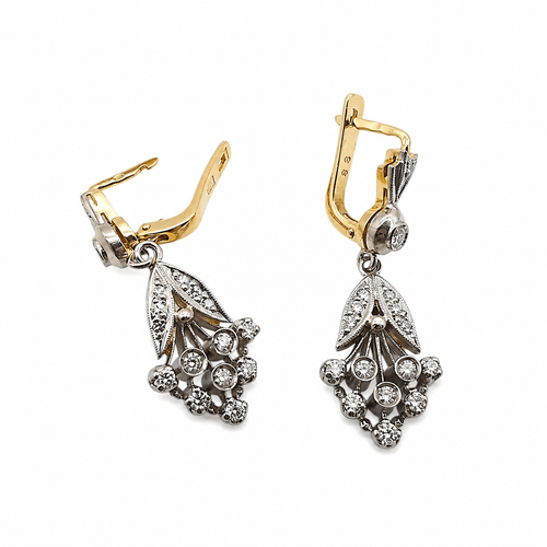 Boucles d'oreilles Boucles d'oreilles bouquet anciennes en or jaune et diamants 58 Facettes Boucles d'oreilles bouquet ancienne en or et diamants