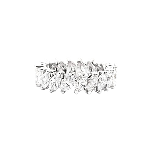 Bague 49 Alliance, platine et diamants navettes. 58 Facettes 35538