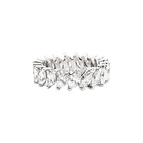 Bague 49 Alliance, platine et diamants navettes. 58 Facettes 35538