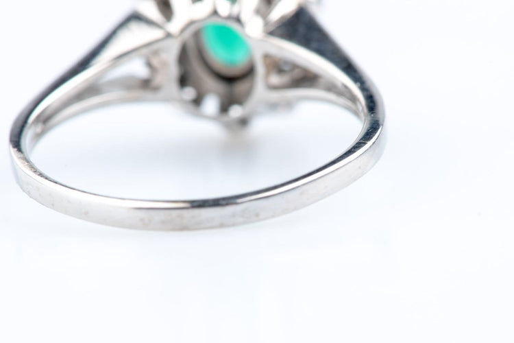 Bague 57 Bague choux en or blanc 18K avec émeraude et diamants 58 Facettes BGEMVDOC716-107