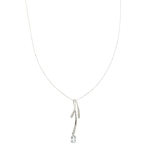 Collier Collier - Pendentif en or blanc 18 ct avec topaze et diamants 58 Facettes 41468