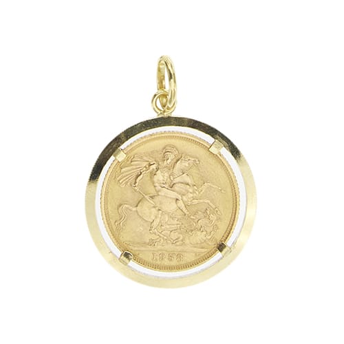 Pendentif Pendentif - Souverain anglais 1958 en or jaune 58 Facettes 39495