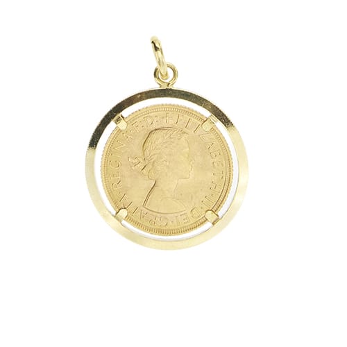 Pendentif Pendentif - Souverain anglais 1958 en or jaune 58 Facettes 39495