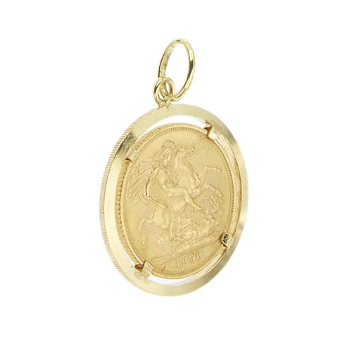 Pendentif Pendentif - Souverain anglais 1958 en or jaune 58 Facettes 39495
