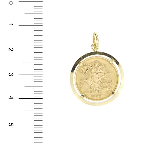 Pendentif Pendentif - Souverain anglais 1958 en or jaune 58 Facettes 39495