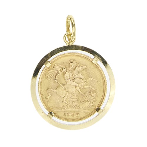 Pendentif Pendentif - Souverain anglais 1958 en or jaune 58 Facettes 39495