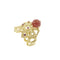 Bague Bague - Corail cabochon et rubis en or jaune 18 ct 58 Facettes 39754