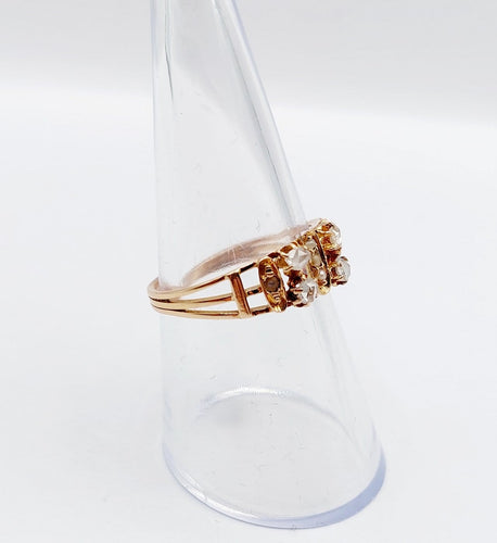 Bague 54.5 Bague chevalière victorienne en or rose 18k avec diamants et perles 58 Facettes A07048