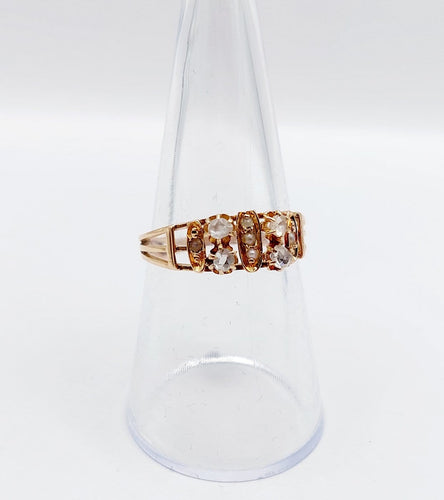 Bague 54.5 Bague chevalière victorienne en or rose 18k avec diamants et perles 58 Facettes A07048