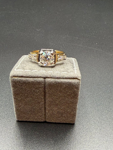 Bague 54 Bague en or jaune et platine avec diamant 1,40 ct 58 Facettes 1595/1