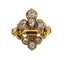 Bague 45.5 Bague chevalière fleur de lys en or 18k et diamants taille ancienne 58 Facettes A07053