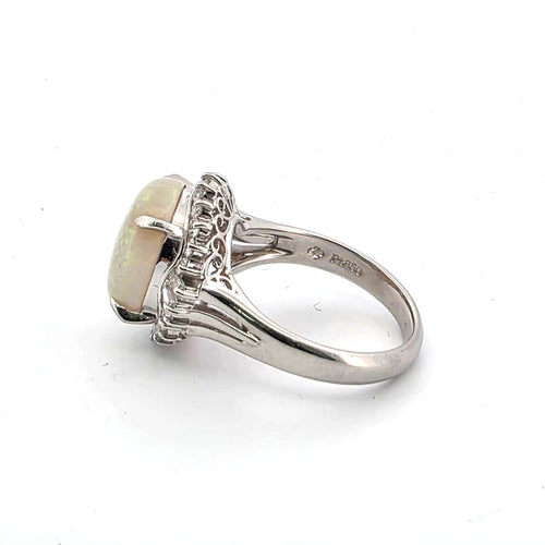 Bague 52 Bague en platine avec opale d’Éthiopie et diamants 58 Facettes 1607/C SHD 45/25