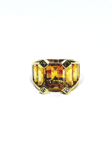 Bague 54 Bague en or jaune 18 carats à citrines et diamants 58 Facettes id: 1751039
