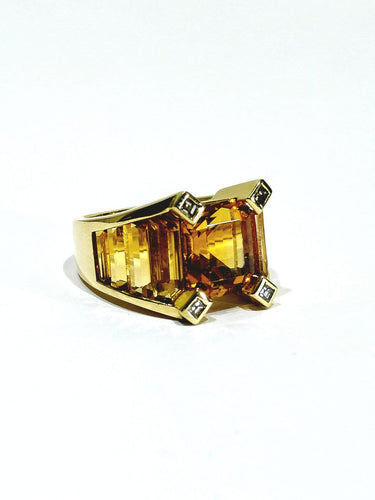 Bague 54 Bague en or jaune 18 carats à citrines et diamants 58 Facettes id: 1751039