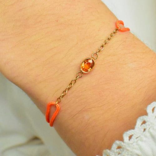 Bracelet Bracelet Solo - Bracelet en or jaune 18k avec grenat mandarin 58 Facettes bracelet-solo-orange