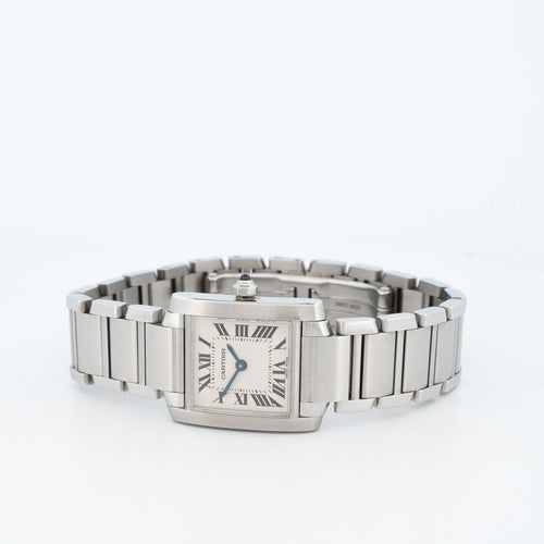Montre Cartier Tank Française - Montre quartz en acier, cadran romain ivoire 58 Facettes 518
