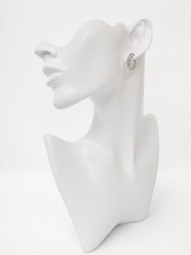 Boucles d'oreilles Léopol - Boucles d'oreilles créoles pavées en or gris 14K 58 Facettes LP1883/PNNB