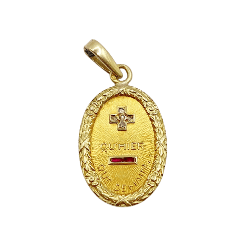 Pendentif Augis - Pendentif médaille d'amour en or 18k, diamant et rubis 58 Facettes A07068
