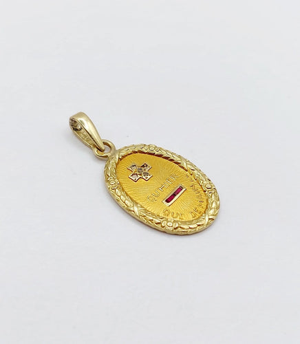 Pendentif Augis - Pendentif médaille d'amour en or 18k, diamant et rubis 58 Facettes A07068