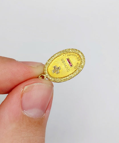 Pendentif Augis - Pendentif médaille d'amour en or 18k, diamant et rubis 58 Facettes A07068