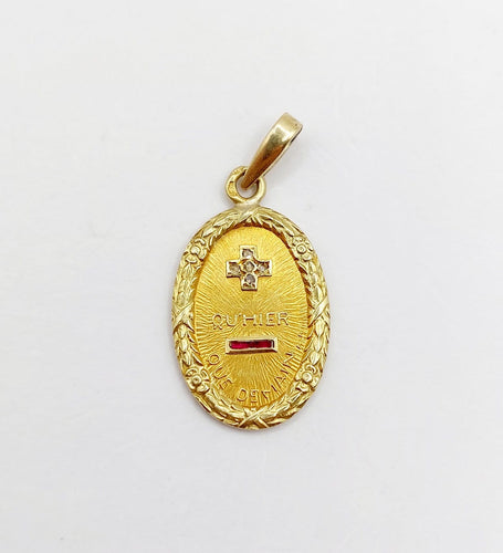 Pendentif Augis - Pendentif médaille d'amour en or 18k, diamant et rubis 58 Facettes A07068