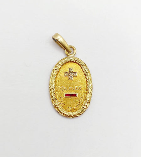 Pendentif Augis - Pendentif médaille d'amour en or 18k, diamant et rubis 58 Facettes A07068