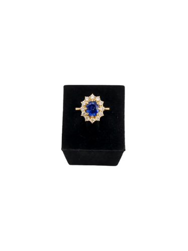 Bague 58 Bague style Pompadour en or jaune 18K au saphir et diamants 58 Facettes LP1882/PNNB