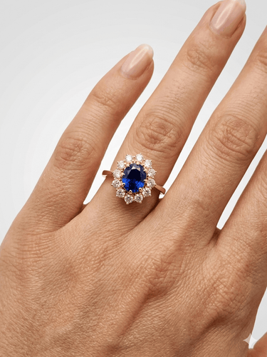 Bague 58 Bague style Pompadour en or jaune 18K au saphir et diamants 58 Facettes LP1882/PNNB