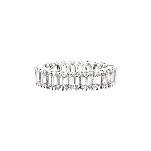Bague 52 Bague alliance tour complet, platine et diamants taille émeraude. 58 Facettes 35594