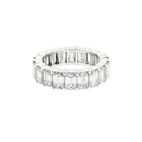 Bague 50 Bague alliance tour complet en or blanc, diamants taille émeraude. 58 Facettes 35555