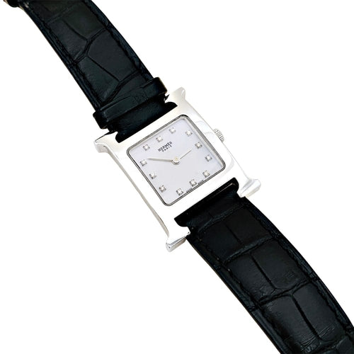 Montre Montre Femme Hermès, "Heure H", acier, nacre et diamants. 58 Facettes 35581