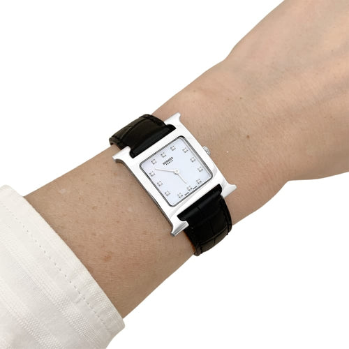 Montre Montre Femme Hermès, "Heure H", acier, nacre et diamants. 58 Facettes 35581