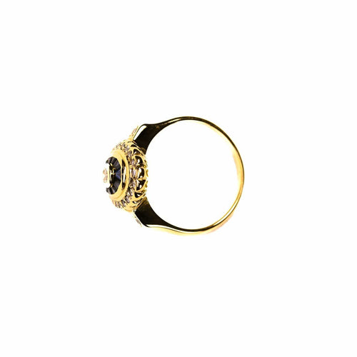 Bague 53 Bague entourage Art déco en or jaune et blanc, diamants et saphirs 58 Facettes LMB-348