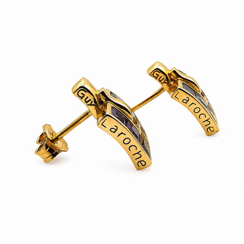 Boucles d'oreilles Guy Laroche - Boucles d’oreilles en or jaune 18 carats et pierres précieuses 58 Facettes Boucles d'oreilles Guy Laroche
