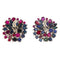 Boucles d'oreilles Boucles d'oreilles fleur en or blanc 18 kt avec diamants, rubis et saphirs 58 Facettes G3936