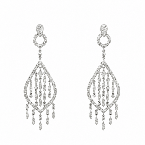Boucles d'oreilles Boucles d’oreilles chandelier longues en or blanc 18k et diamants 58 Facettes 50463