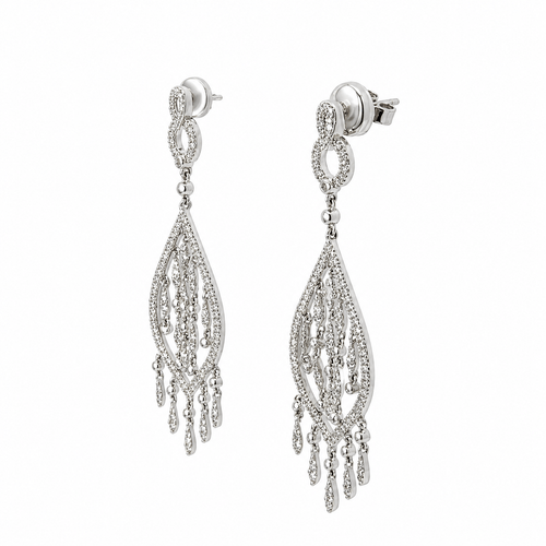 Boucles d'oreilles Boucles d’oreilles chandelier longues en or blanc 18k et diamants 58 Facettes 50463