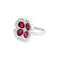 Bague 54 Bague "Fleur", or blanc, rubis synthétiques et diamants. 58 Facettes 35614