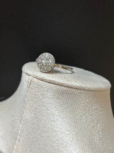 Bague 59 Bague victorienne cluster en or blanc 18 carats et diamants 58 Facettes Bague-0015