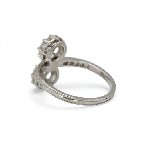Bague 54 Bague toi et moi Art déco en platine, deux diamants env. 1,70 ct 58 Facettes 1349