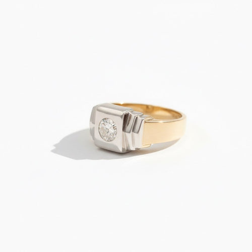 Bague 54 Art déco - Bague en or jaune et blanc 18 carats avec diamant 0,50 ct 58 Facettes 1.0001397/1