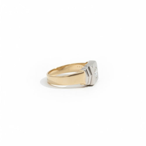 Bague 54 Art déco - Bague en or jaune et blanc 18 carats avec diamant 0,50 ct 58 Facettes 1.0001397/1