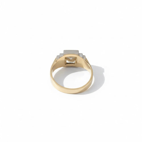 Bague 54 Art déco - Bague en or jaune et blanc 18 carats avec diamant 0,50 ct 58 Facettes 1.0001397/1