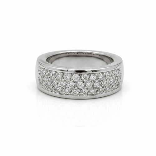 Bague 54 Bague jonc en or blanc 18 carats pavée de diamants 58 Facettes 1.0001143/1